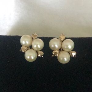 Vintage 14KTGF Heart & Faux Pearl Screw on Earring
